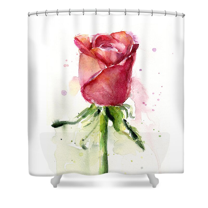 Rose Shower Curtain featuring the painting Rose Watercolor by Olga Shvartsur