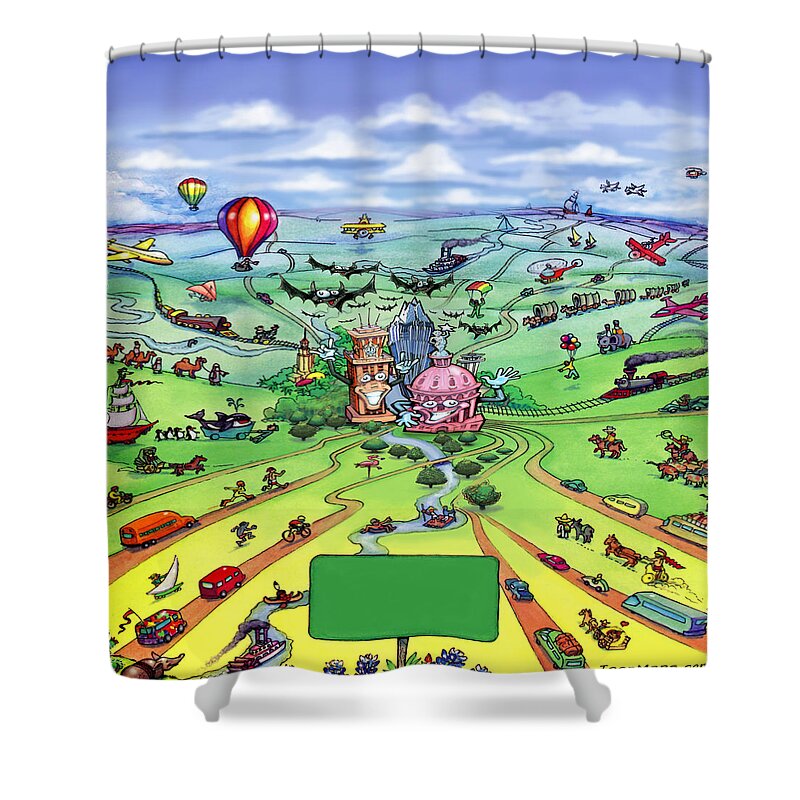 Austin Shower Curtain featuring the digital art All Roads lead to Austin Texas by Kevin Middleton