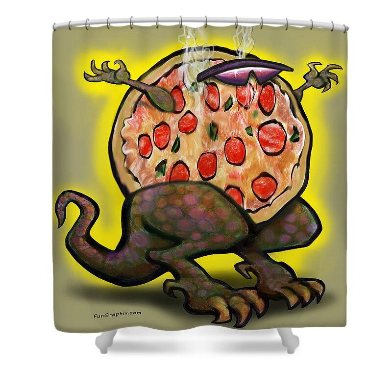 Pizza Shower Curtain featuring the digital art Pizza Zilla by Kevin Middleton