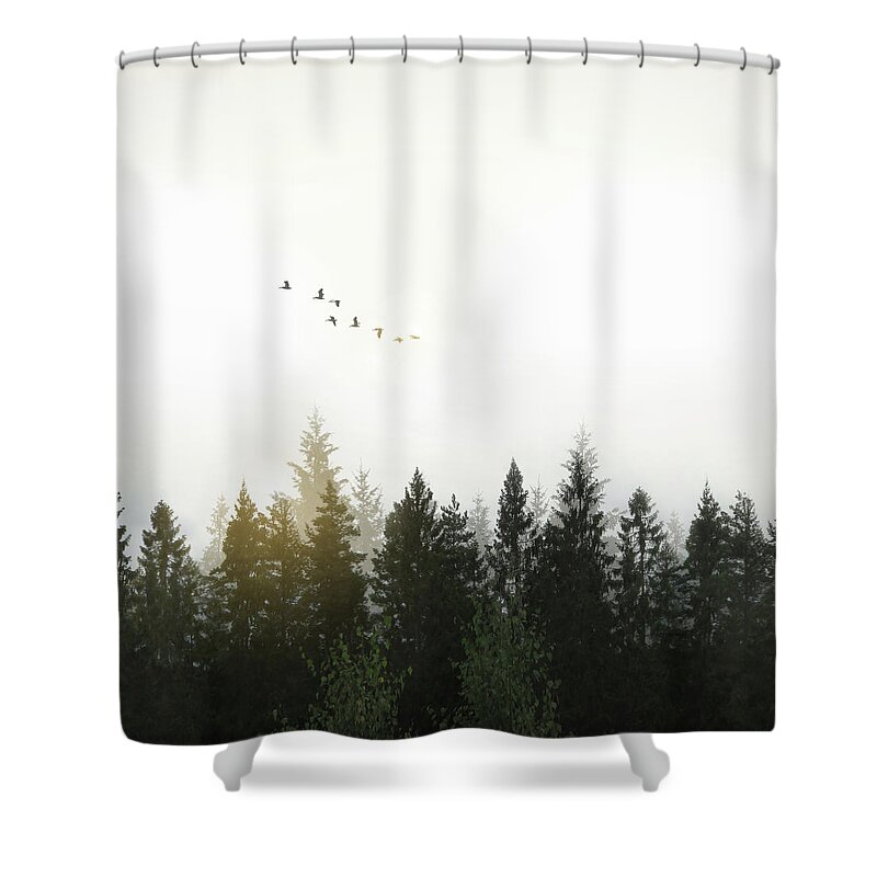Forest Shower Curtain featuring the digital art Forest by Nicklas Gustafsson