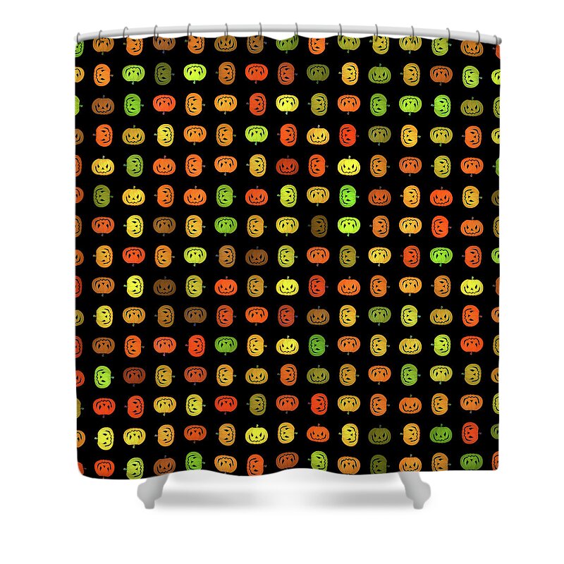 Jack-o-lanterns Shower Curtain featuring the digital art Jack-O-Lanterns by Two Hivelys
