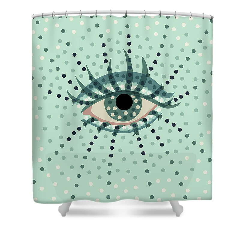 Art Shower Curtain featuring the digital art Beautiful Abstract Dotted Blue Eye by Boriana Giormova