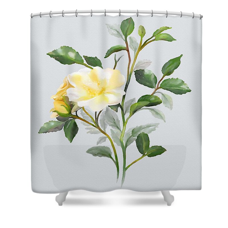 Rose Shower Curtain featuring the painting Yellow Watercolor Rose by Ivana Westin