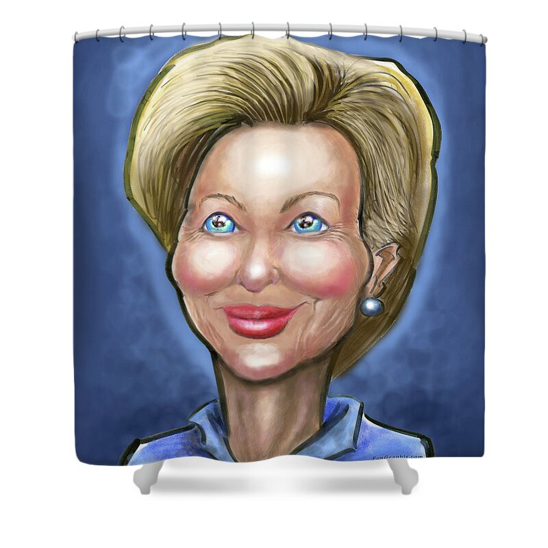 Hillary Clinton Shower Curtain featuring the digital art Hillary Clinton Caricature #1 by Kevin Middleton