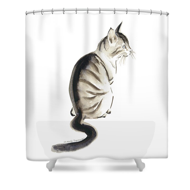 Cat Shower Curtain featuring the painting Cat Art 2 by Melly Terpening