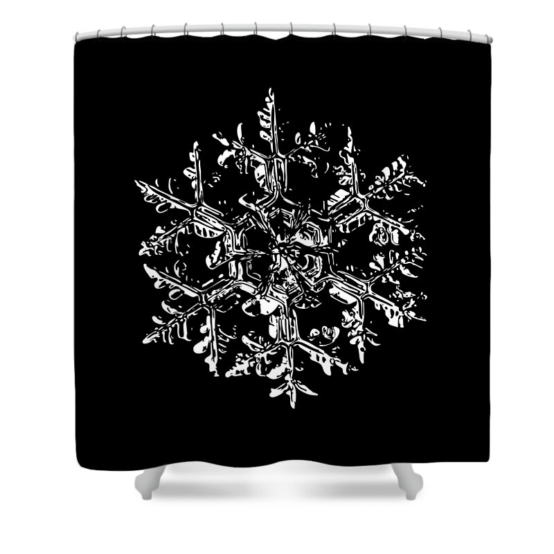 Snowflake Shower Curtain featuring the digital art Snowflake vector - Gardener's dream black version by Alexey Kljatov