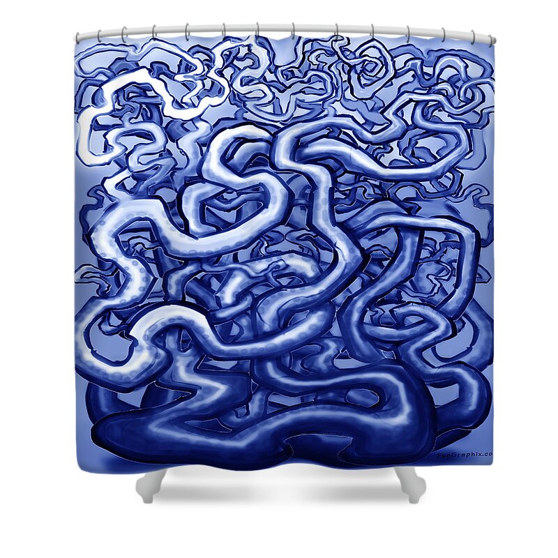 Vine Shower Curtain featuring the digital art Vines of Blue by Kevin Middleton