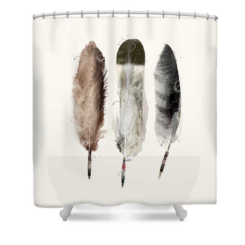 #faatoppicks Shower Curtain featuring the painting Little Feathers by Bri Buckley