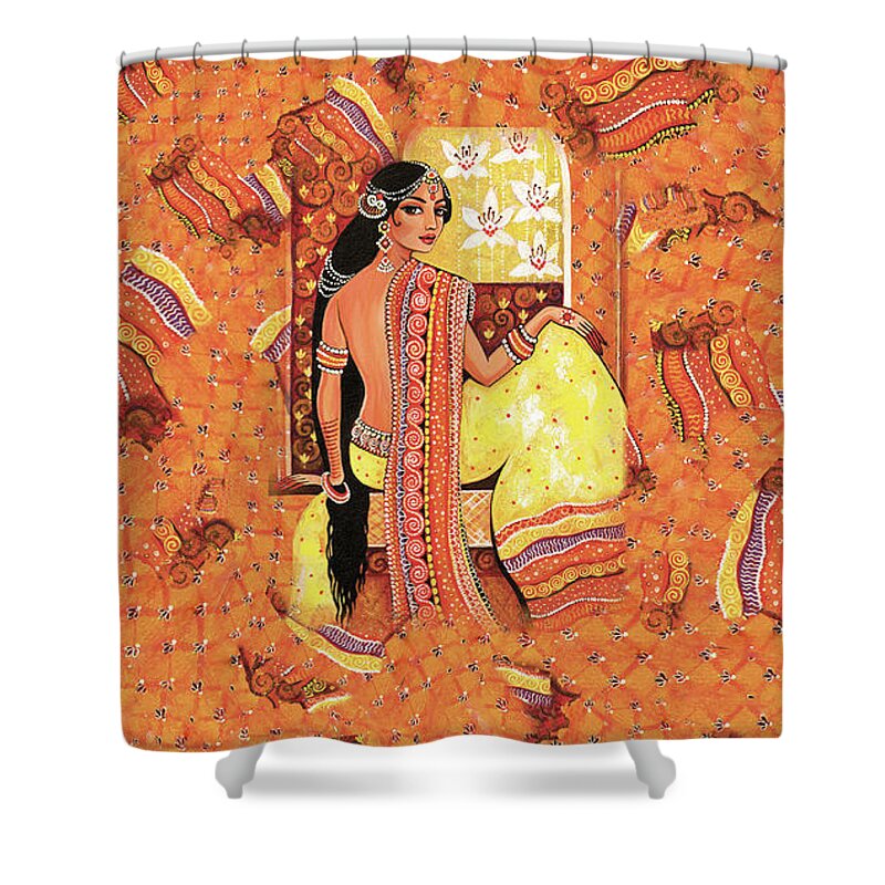 Beautiful Woman Shower Curtain featuring the painting Bharat by Eva Campbell