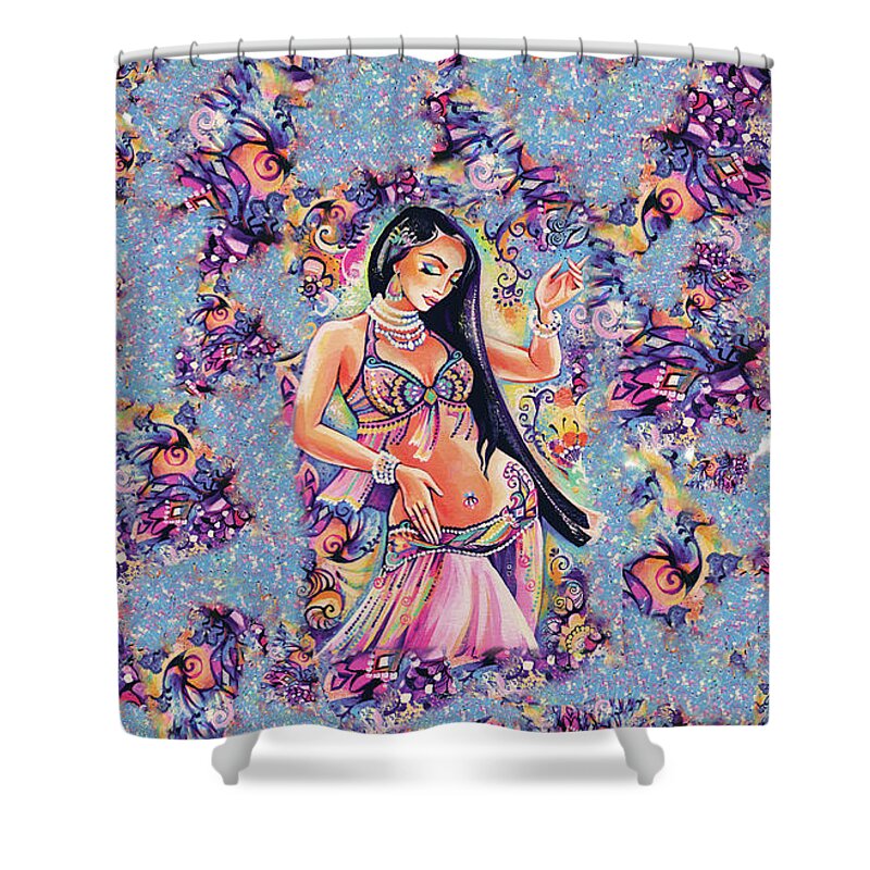 Belly Dancer Shower Curtain featuring the painting Dancing in the Mystery of Shahrazad by Eva Campbell