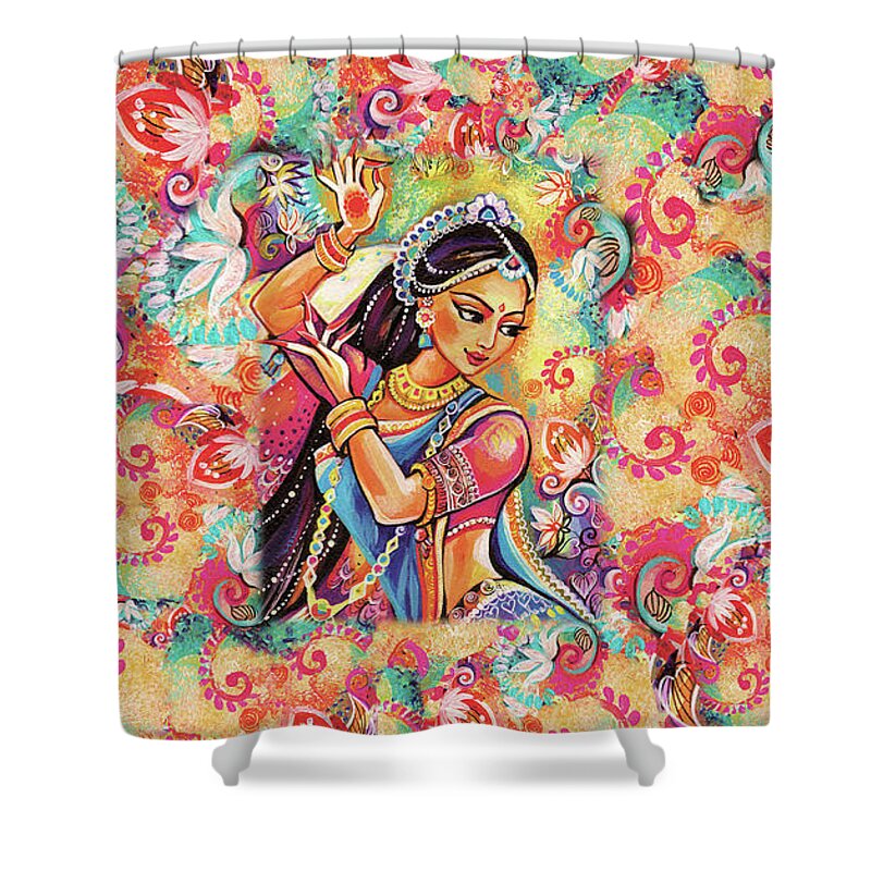Indian Dancer Shower Curtain featuring the painting Dancing of the Phoenix by Eva Campbell