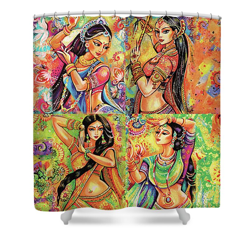 Bollywood Dancer Shower Curtain featuring the painting Magic of Dance #1 by Eva Campbell