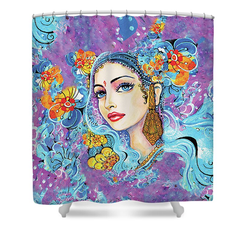 Indian Woman Shower Curtain featuring the painting The Veil of Aish by Eva Campbell