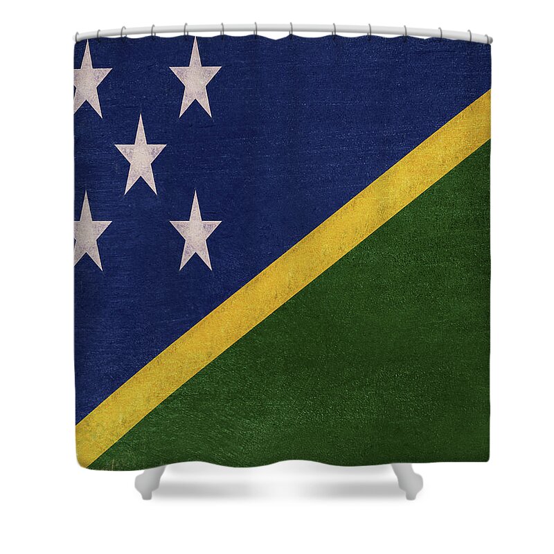 Solomon Islands Shower Curtain featuring the photograph Flag of the Solomom Islands Grunge by Roy Pedersen