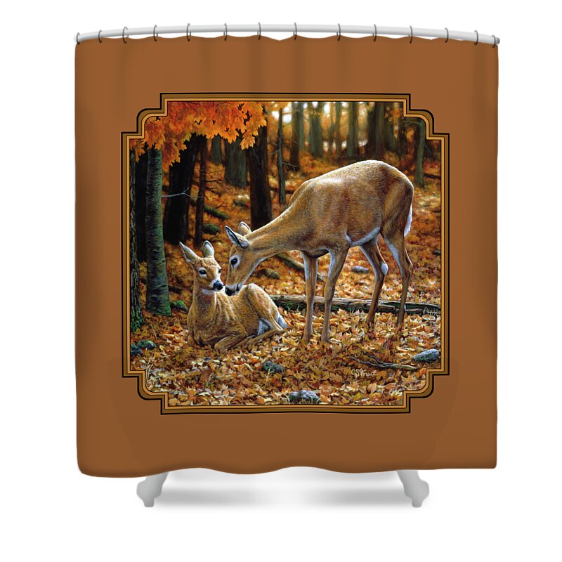 Deer Shower Curtain featuring the painting Whitetail Deer - Autumn Innocence 2 by Crista Forest