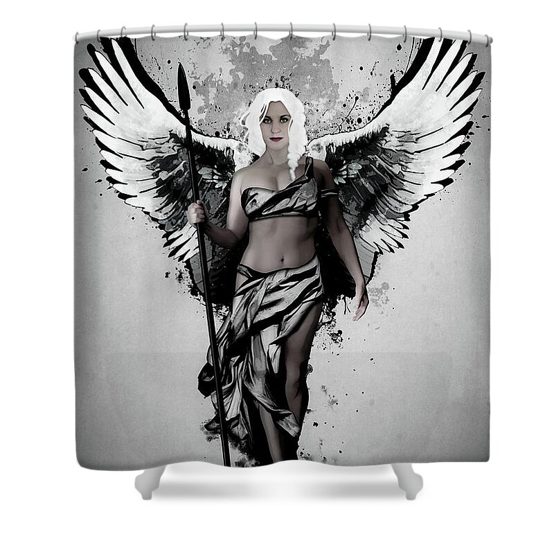 Valkyrie Shower Curtain featuring the digital art Valkyrja by Nicklas Gustafsson