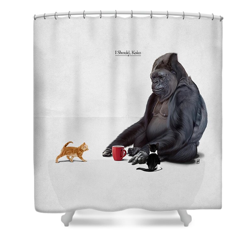 Illustration Shower Curtain featuring the digital art I Should, Koko by Rob Snow