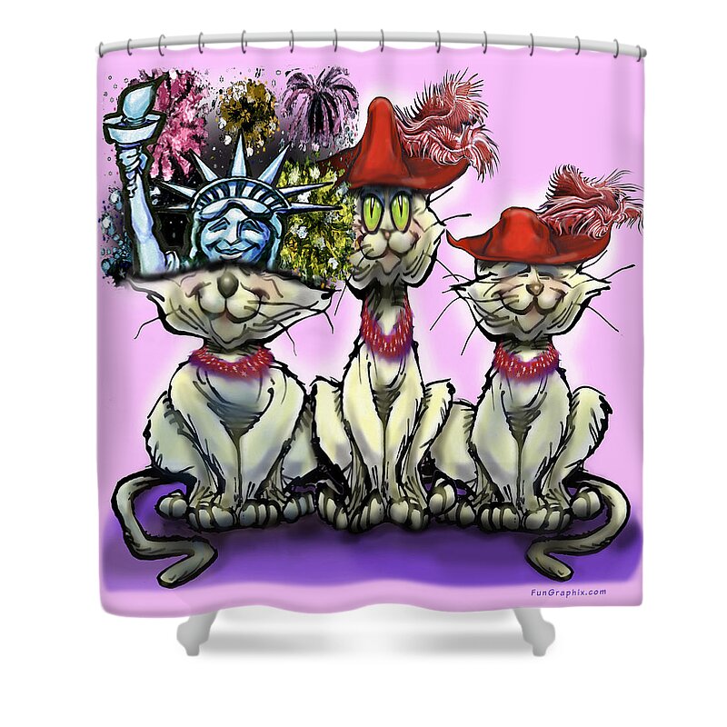 July 4th Shower Curtain featuring the digital art Cats in Crazy Hats by Kevin Middleton
