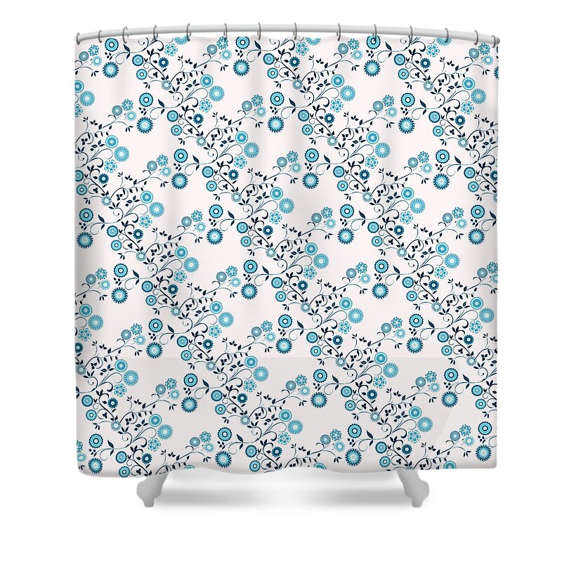 Delft Floral Pattern Shower Curtain featuring the digital art Delft Floral Pattern by Two Hivelys