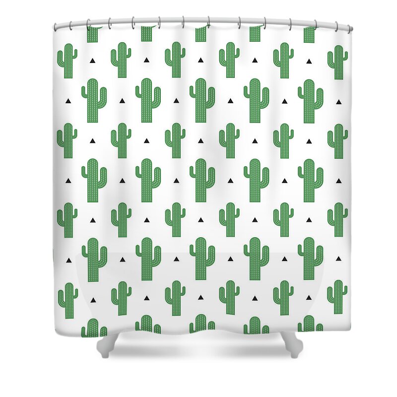 Cactus Shower Curtain featuring the drawing Cacti #1 by Alina Krysko
