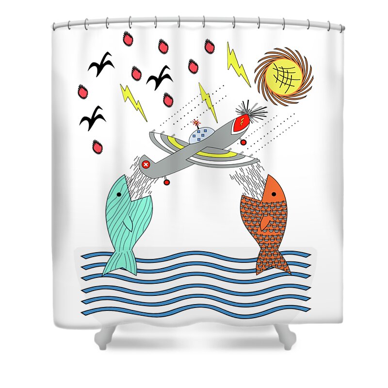Fish Food Shower Curtain featuring the digital art Fish Food by Two Hivelys