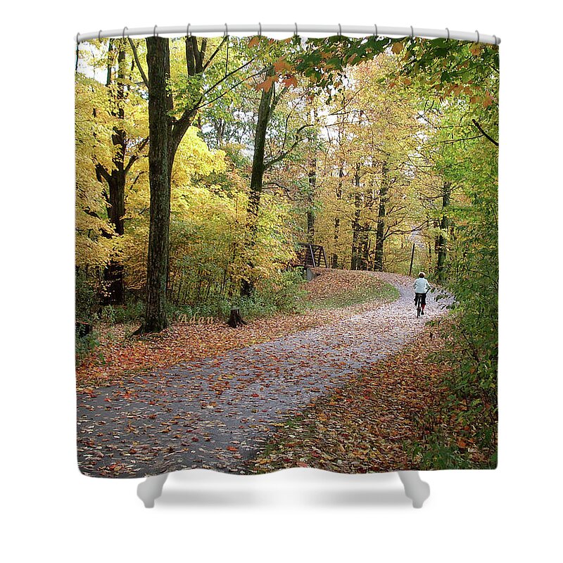 Fall Colors Shower Curtain featuring the photograph Autumn Bicycling Vertical Two by Felipe Adan Lerma