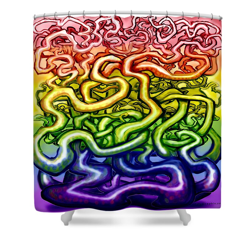 Vine Shower Curtain featuring the digital art Twisted Vines We Call Life LGBTQ by Kevin Middleton