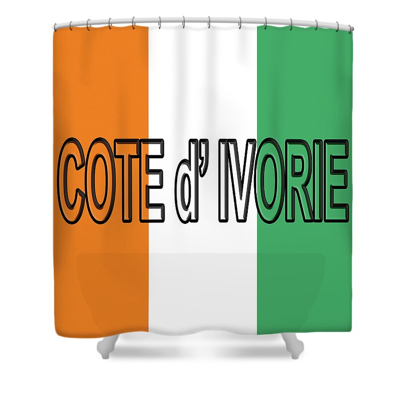 Africa Shower Curtain featuring the digital art Flag of Cote d'Ivoire Word by Roy Pedersen