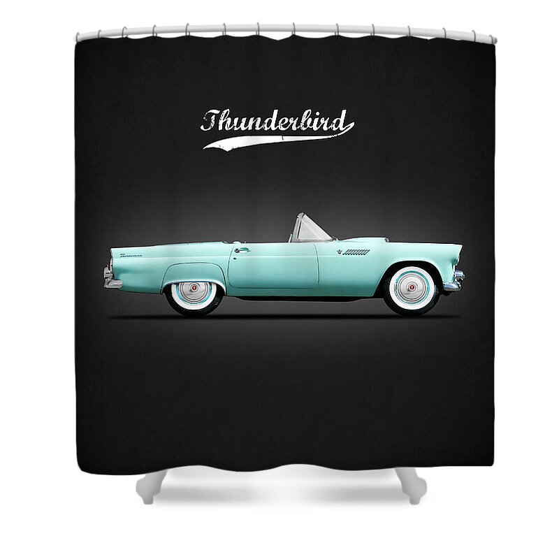 Ford Thunderbird 1955 Shower Curtain featuring the photograph The 55 Thunderbird by Mark Rogan