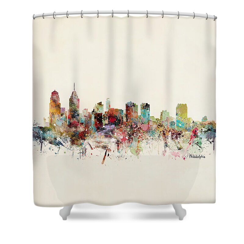 Philadelphia Shower Curtain featuring the painting Philadelphia Pennsylvania Skyline by Bri Buckley
