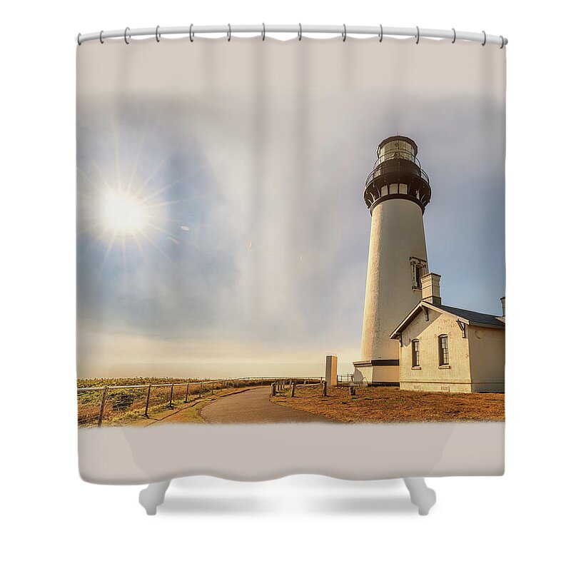 Oregon Shower Curtain featuring the photograph Yaquina Head Light by Sylvia J Zarco