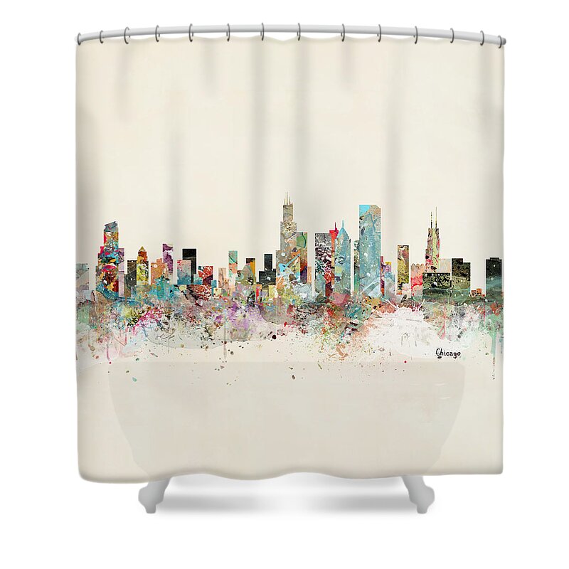 Chicago Shower Curtain featuring the painting Chicago Skyline by Bri Buckley