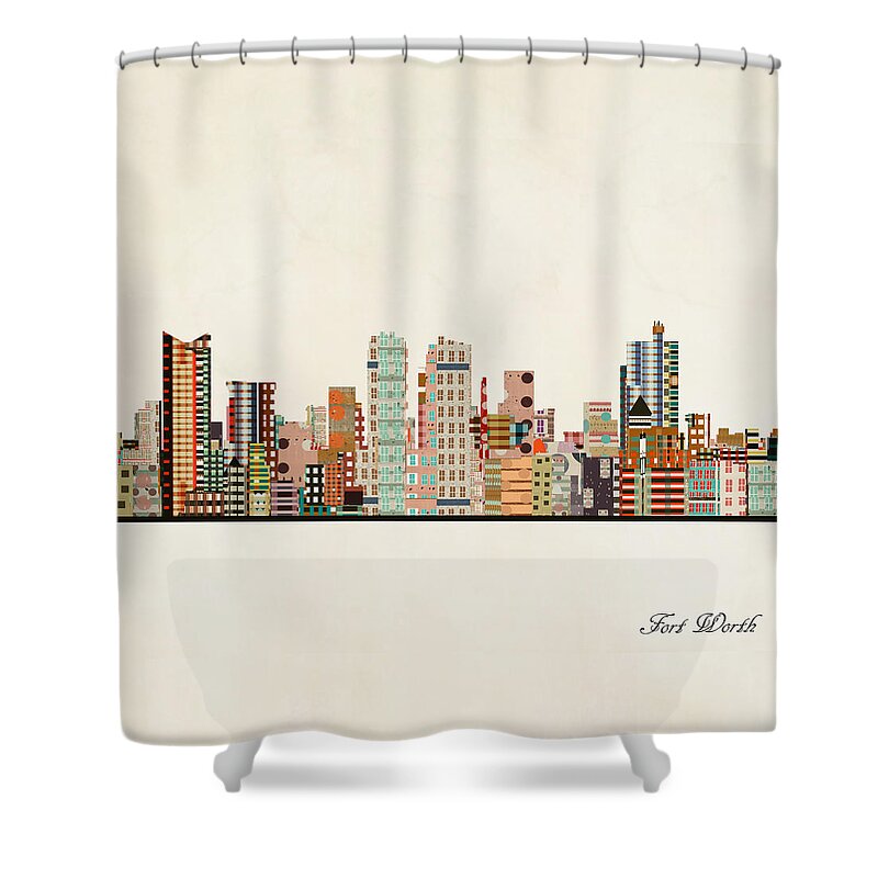 Fort Worth Texas Shower Curtain featuring the painting Fort Worth Texas by Bri Buckley