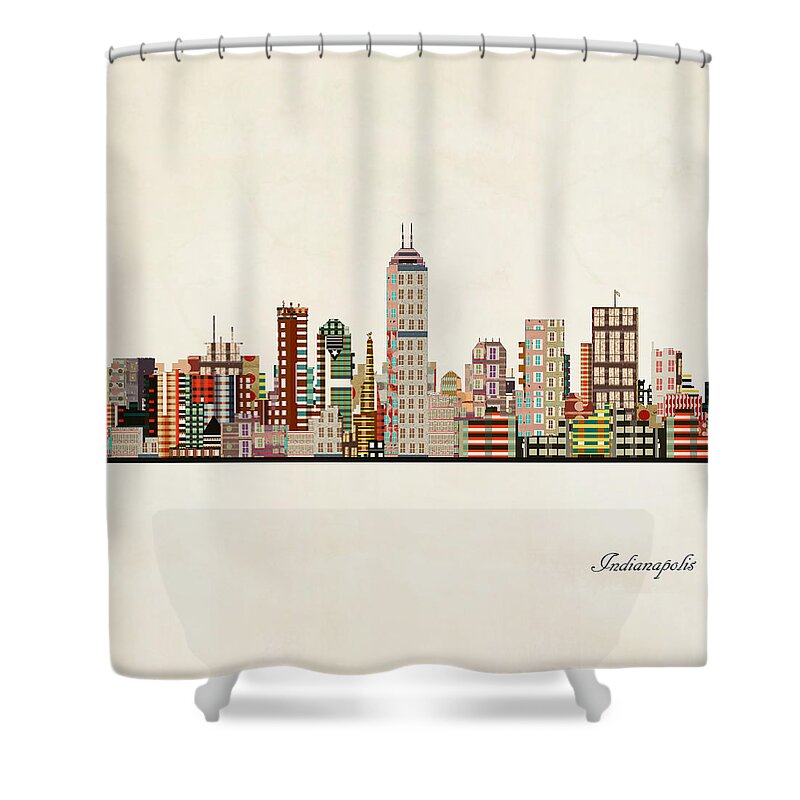 Indianapolis Shower Curtain featuring the painting Indianapolis Indiana Skyline by Bri Buckley