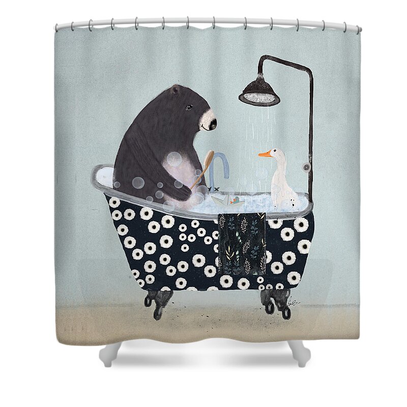 Bears Shower Curtain featuring the painting Bath Time by Bri Buckley