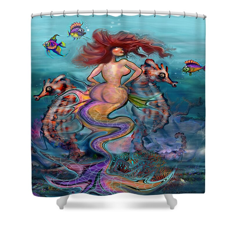 Mermaid Shower Curtain featuring the digital art Mermaid by Kevin Middleton