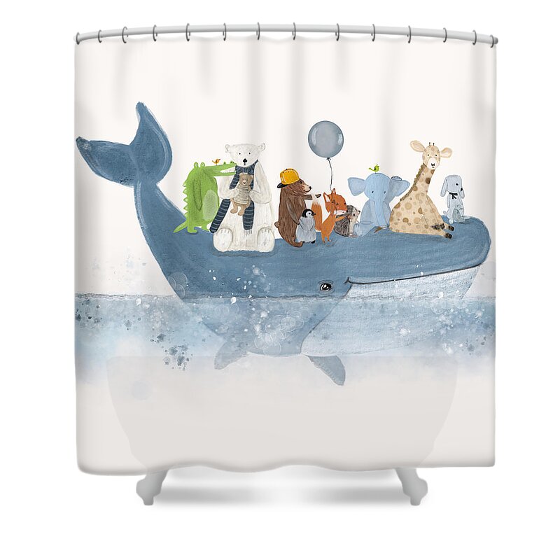 Whales Shower Curtain featuring the painting A Whale Of A Time by Bri Buckley
