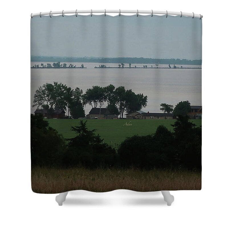 Colchester Bicycle Causeway Shower Curtain featuring the photograph Colchester Bicycle Causeway Gap from Fox Hill at Snow Farm Vineyard Vermont by Felipe Adan Lerma