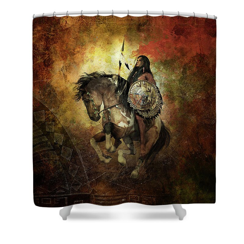 Courage Shower Curtain featuring the digital art Warrior by Shanina Conway
