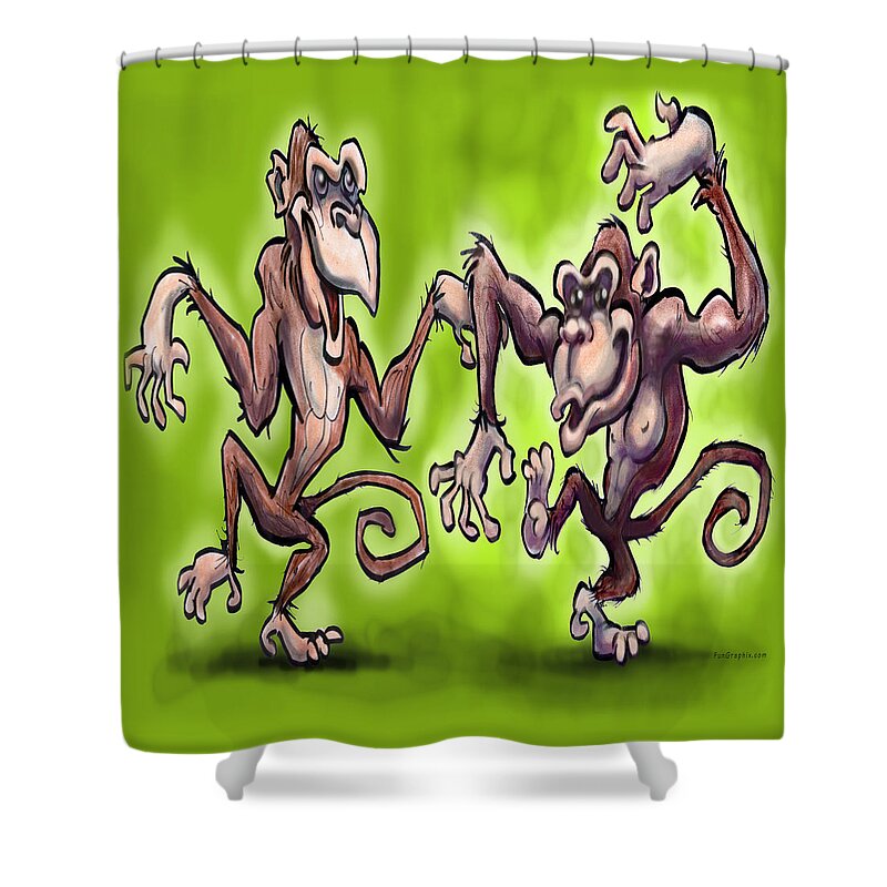 Monkey Shower Curtain featuring the painting Monkey Dance by Kevin Middleton