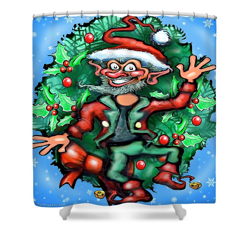 Christmas Shower Curtain featuring the digital art Christmas Elf by Kevin Middleton