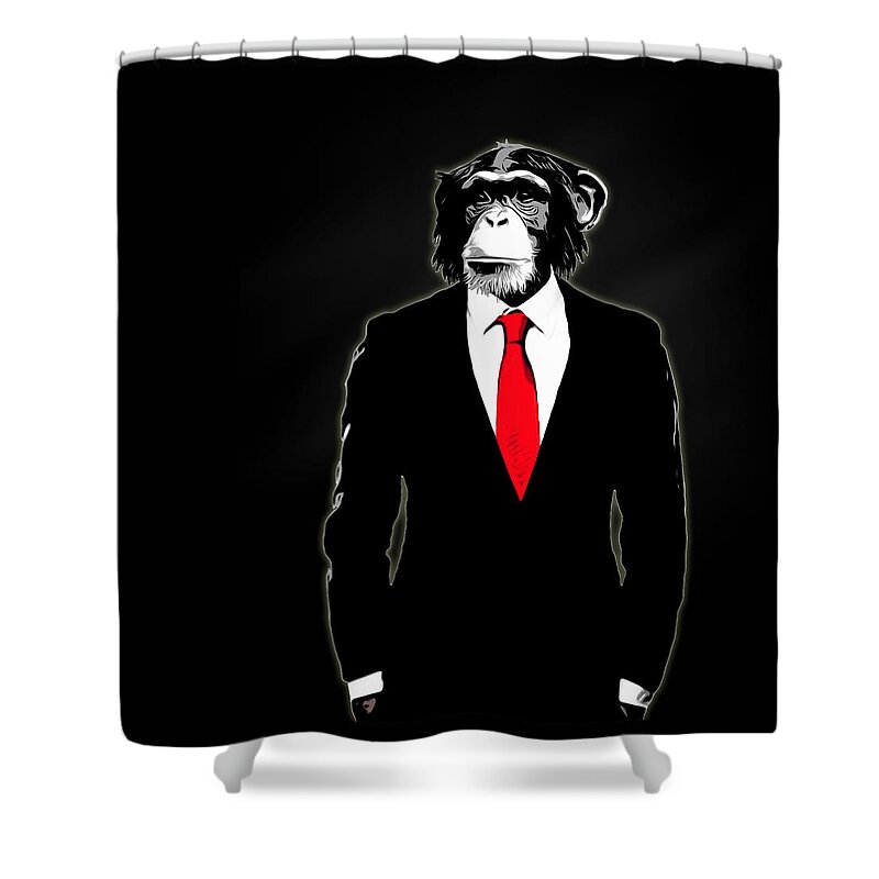 Monkey Shower Curtain featuring the painting Domesticated Monkey by Nicklas Gustafsson