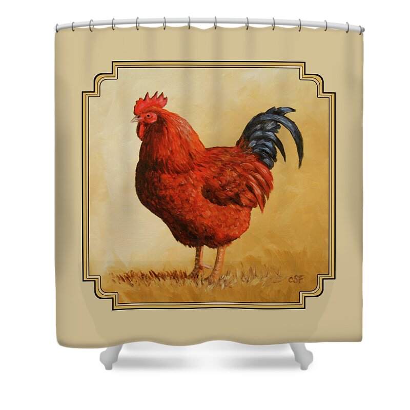 Rhode Island Shower Curtain featuring the painting Rhode Island Red Rooster by Crista Forest