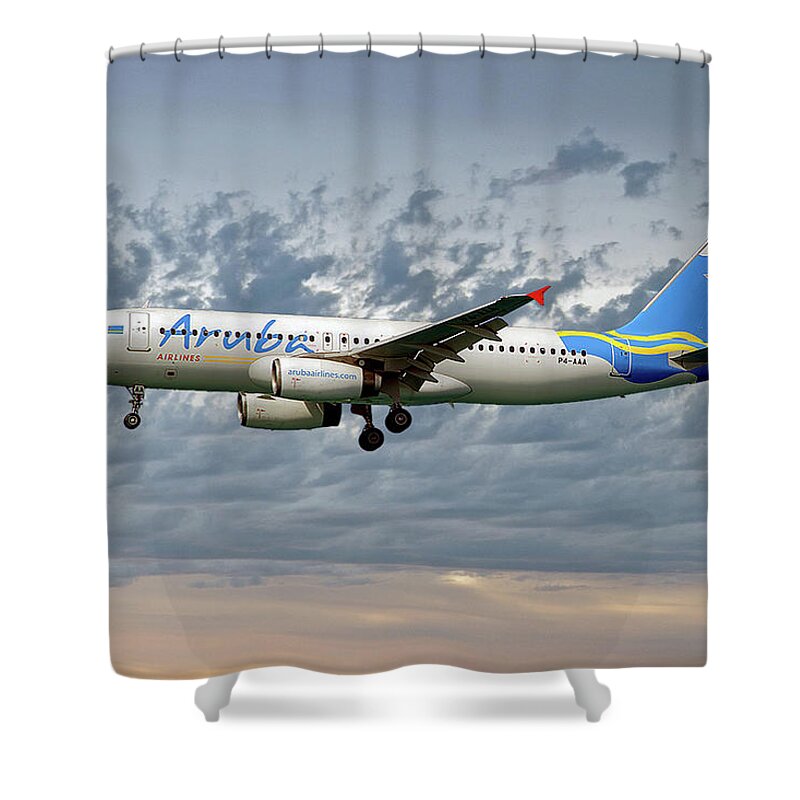 Aruba Shower Curtain featuring the photograph Aruba Airlines Airbus A320-232 113 by Smart Aviation