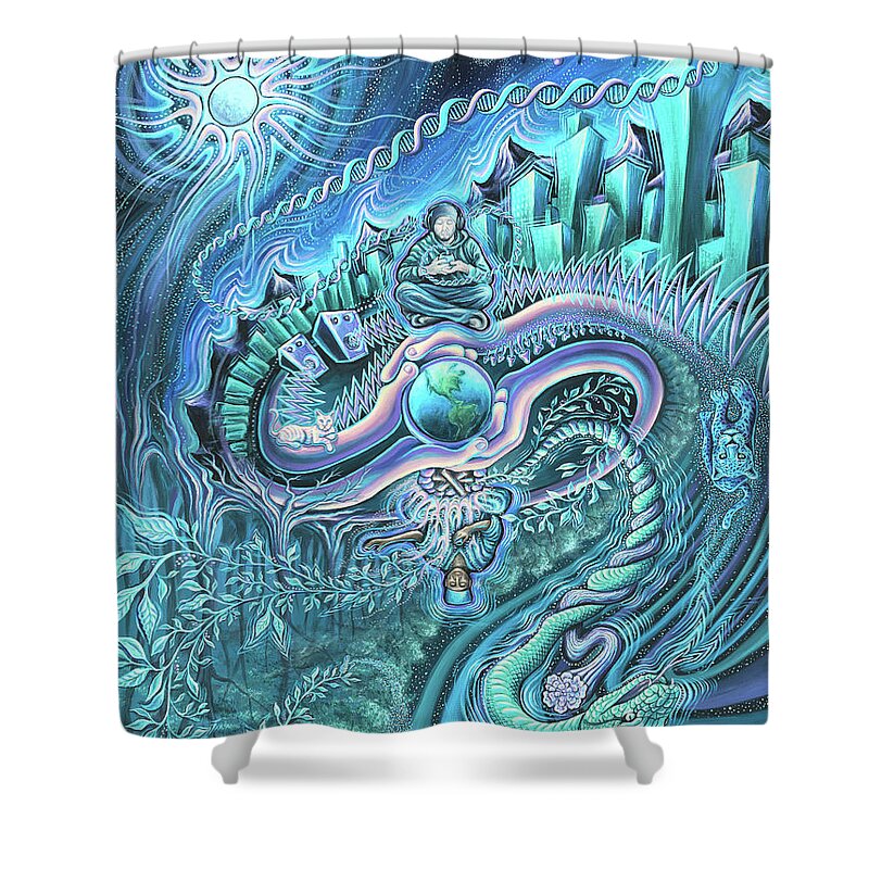 Ayahuasca Shower Curtain featuring the painting As Above, So Below by Jim Figora