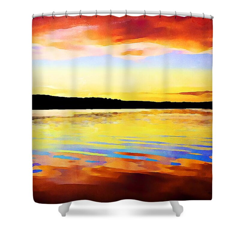 Water Shower Curtain featuring the mixed media As Above So Below - Digital paint by Tatiana Travelways