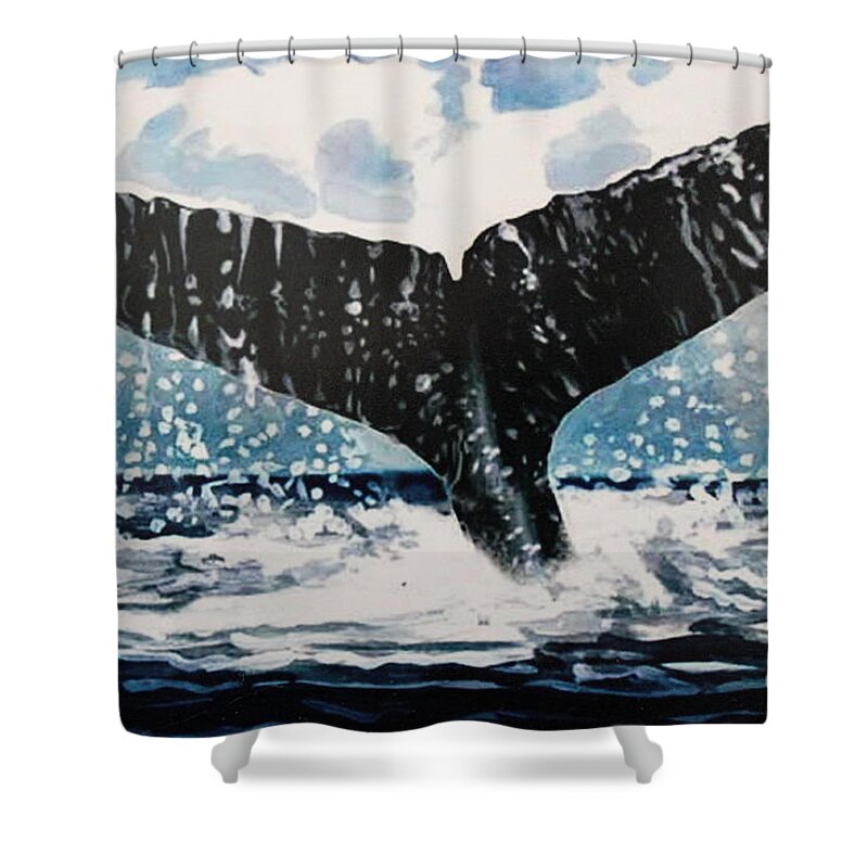 Ocean Shower Curtain featuring the painting Ascend by Elizabeth Robinette Tyndall