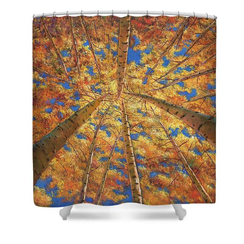 Aspen Trees Shower Curtain featuring the painting Ascension by Johnathan Harris
