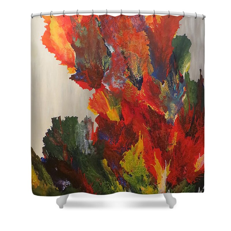 Large Abstract Shower Curtain featuring the painting Ascension  by Soraya Silvestri