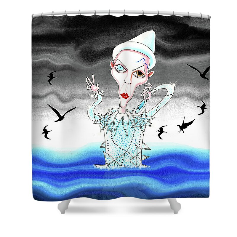 Caricature Shower Curtain featuring the drawing Ashes To Ashes by Andrew Hitchen
